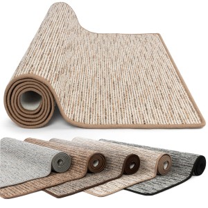 Beiger KARAT Teppich Geneva nach Maß, moderner Wohnteppich mit Streifenmuster, verschiedene Farben verfügbar.