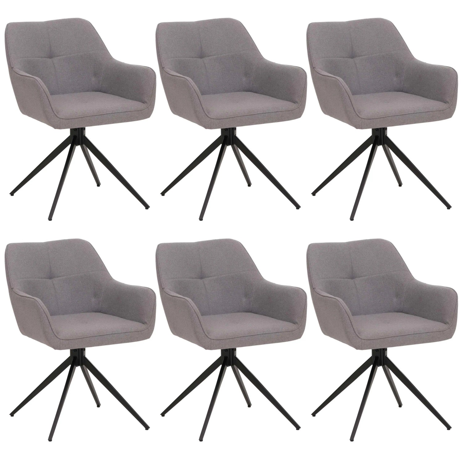 CHEFGASTRO Esszimmerstuhl 6er-Set 80x53x59cm Sitzhöhe 41cm Stoff/Textil Hellgrau