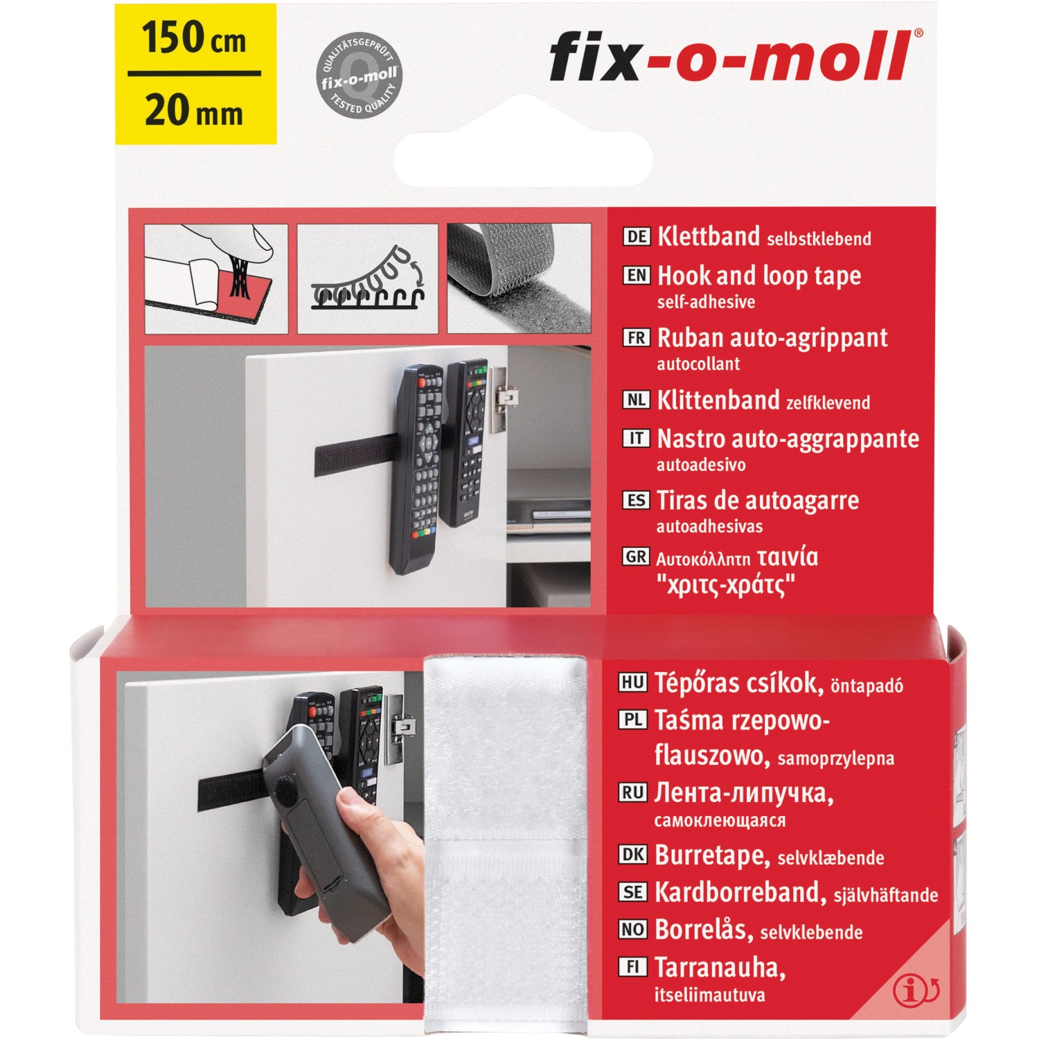 Fix-o-moll Klettband selbstklebend Weiß 150 cm x 20 mm günstig online kaufen