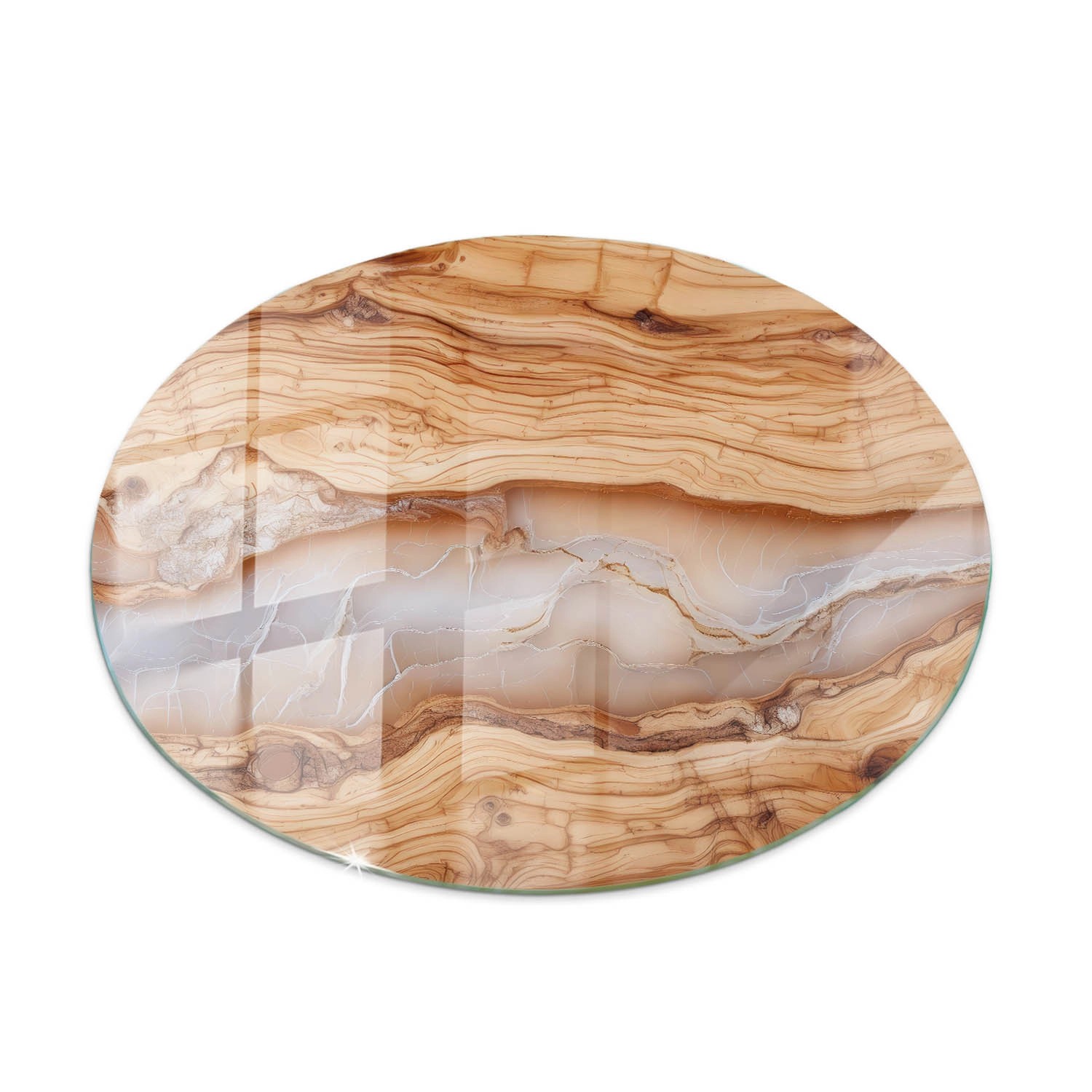 Tulup Tischplatte Naturholz mit Harz Glas für Tischplatte 90x90 cm Beige Ti günstig online kaufen