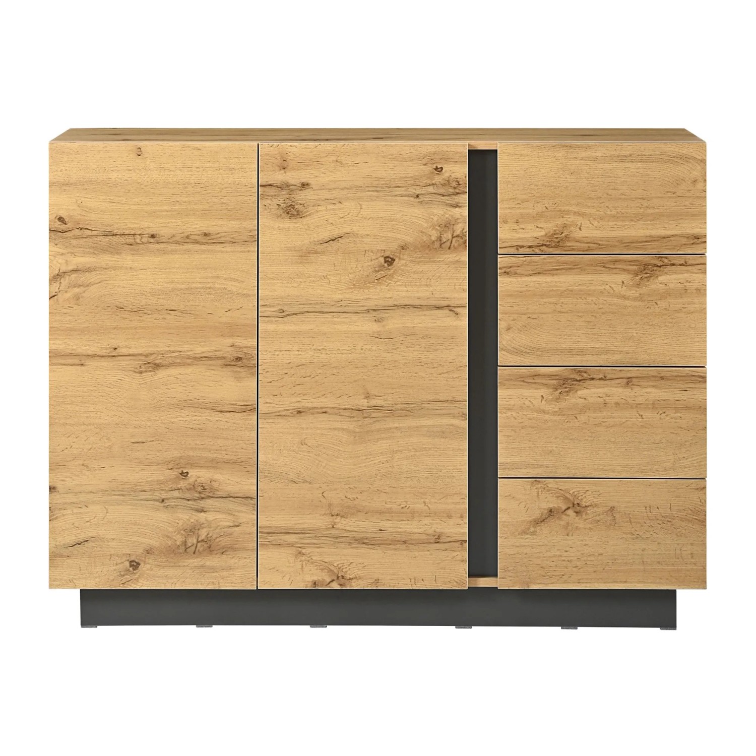 okwish Sideboard mit 4 Schubladen 2 Türen Wohnzimmer 120x90.5x35.5cm Natur