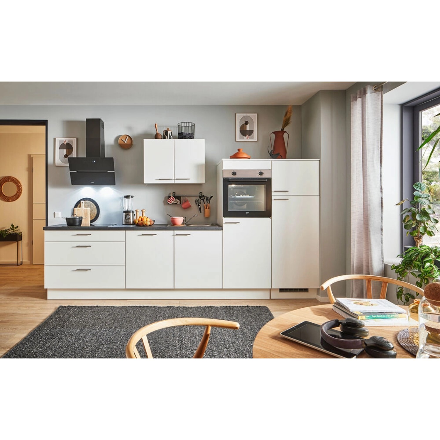 pino Küchenzeile 330 cm Weiß Anschlag rechts 2 Geräteschränke günstig online kaufen
