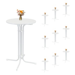 10er Set: Klappbarer, weißer TRUTZHOLM Stehtisch, Ø 70 cm, ideal für Partys und Events.