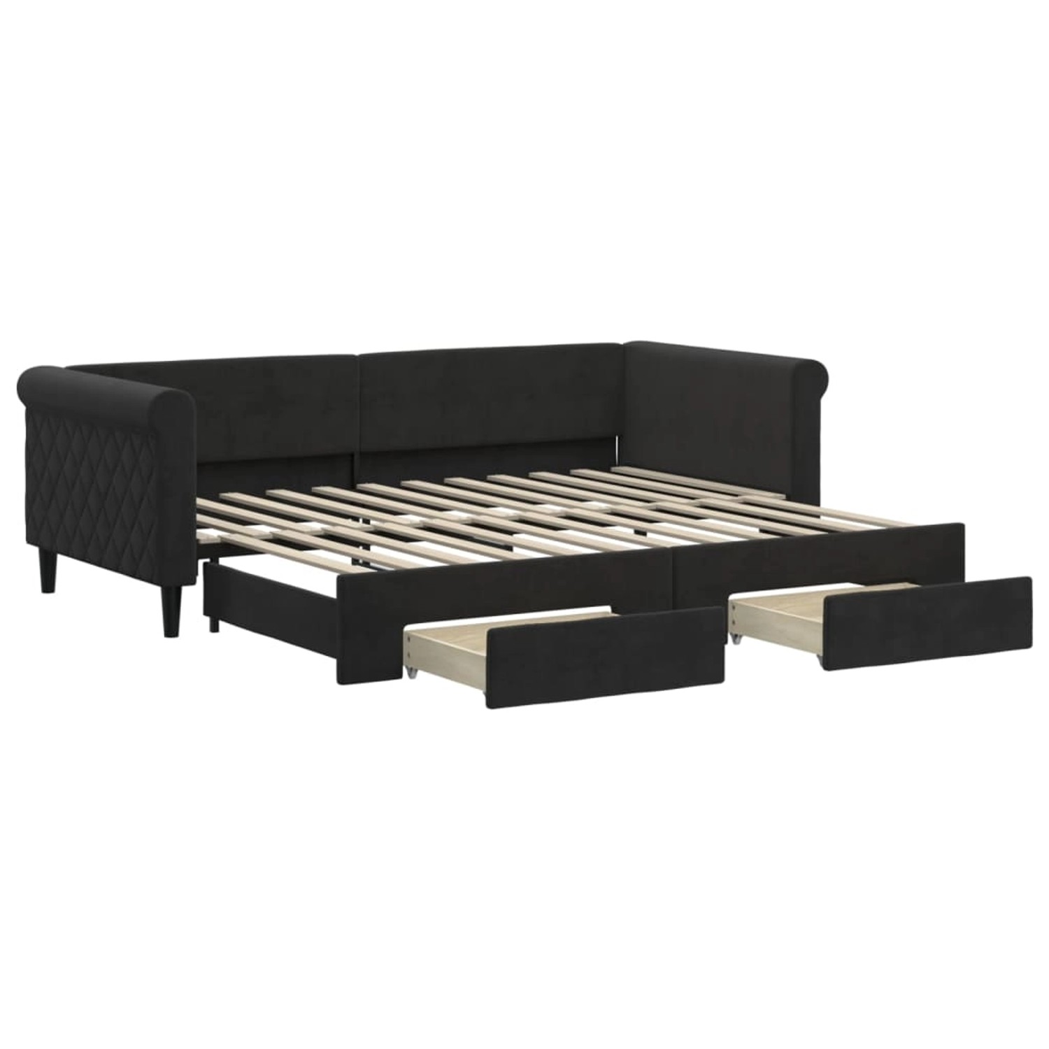 vidaXL Tagesbett Ausziehbar mit Schubladen Schwarz 90x200 cm Samt1899715 günstig online kaufen