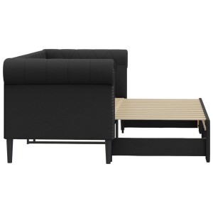 Schwarzes vidaXL Tagesbett, ausziehbar, mit Kunstlederbezug. Ideal als Sofa und Gästebett.