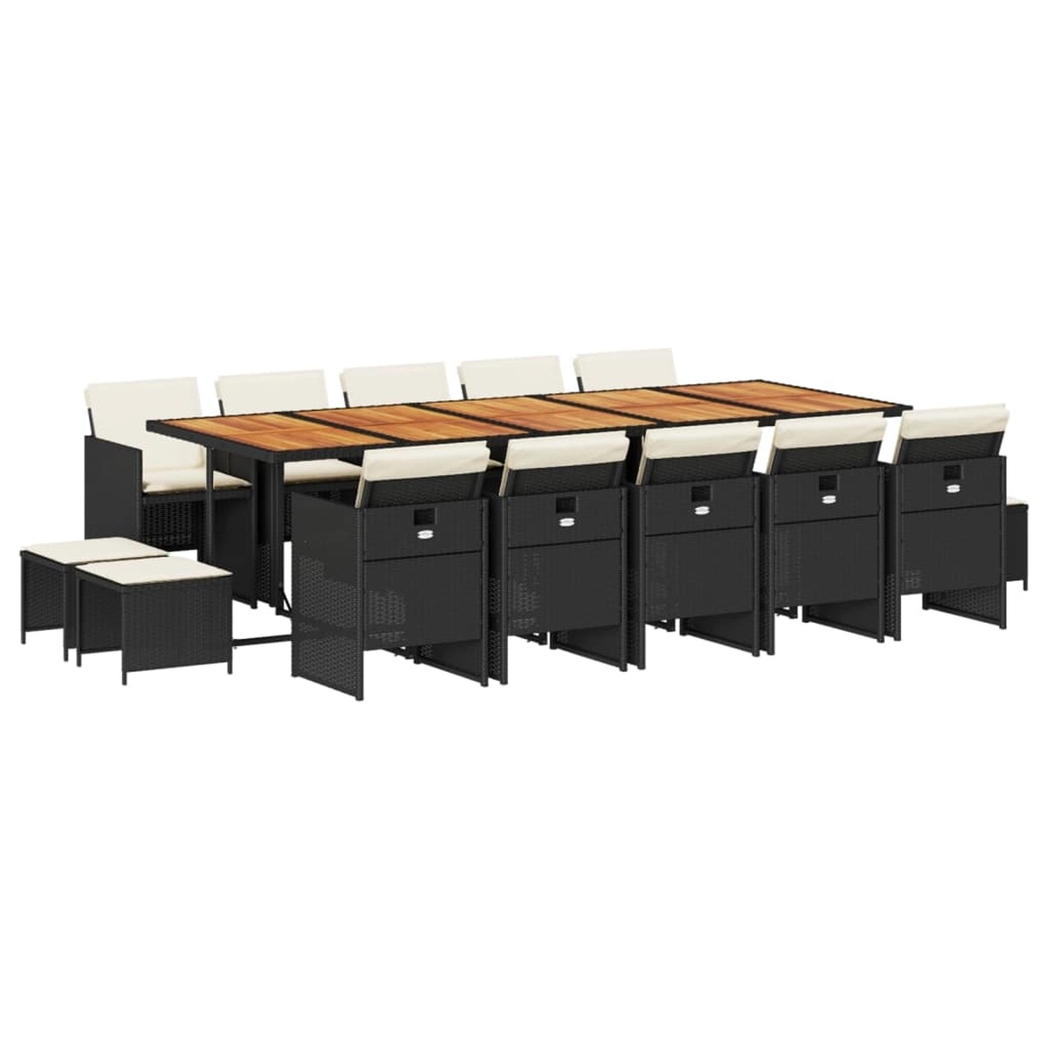 vidaXL 15-Tlg Garten-Essgruppe mit Kissen Schwarz Poly Rattan 3210639 günstig online kaufen