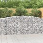 9er Set vidaXL Gabionen mit Hochbogen, 400x50x100/120cm, aus verzinktem Eisen, gefüllt mit Steinen.