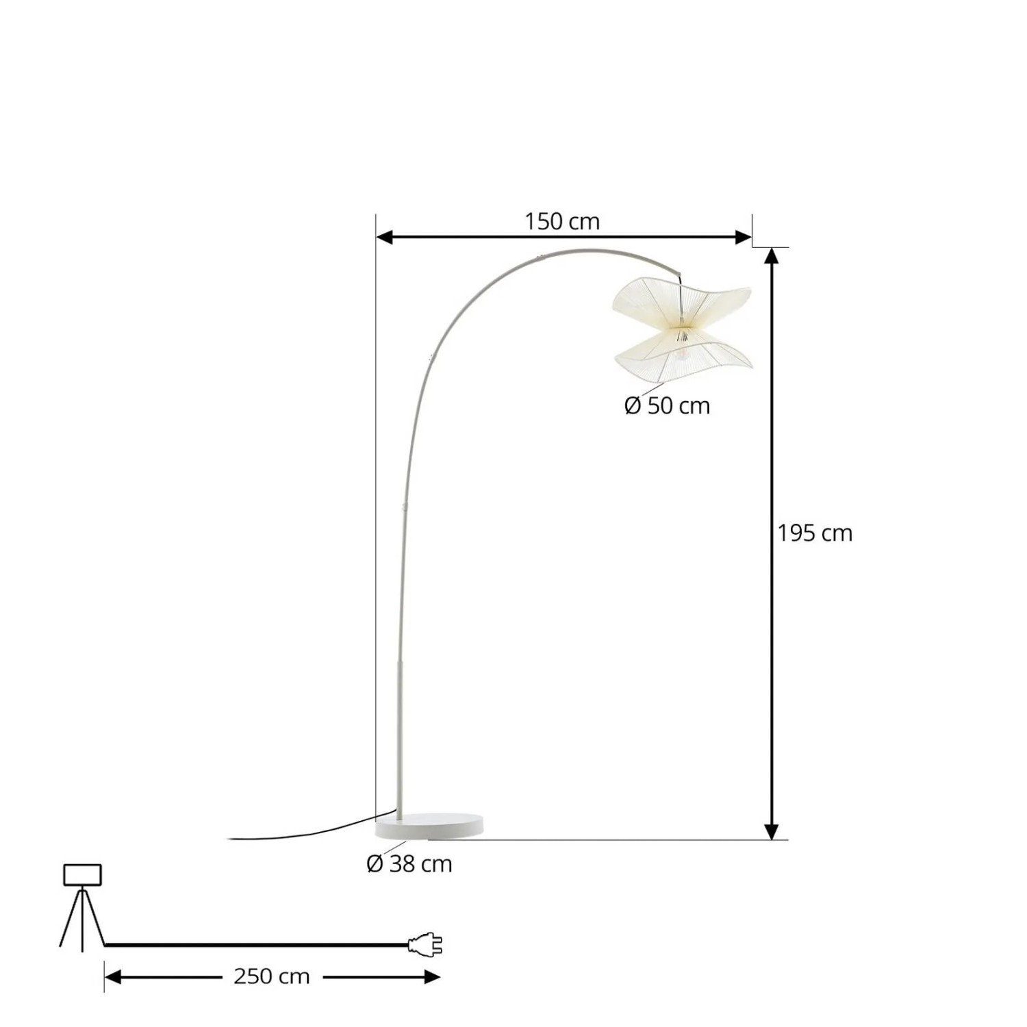 Lindby Bogenleuchte Valdorin Spritzwassergeschützt Modern in Creme aus Textil 1-flammig E27_5