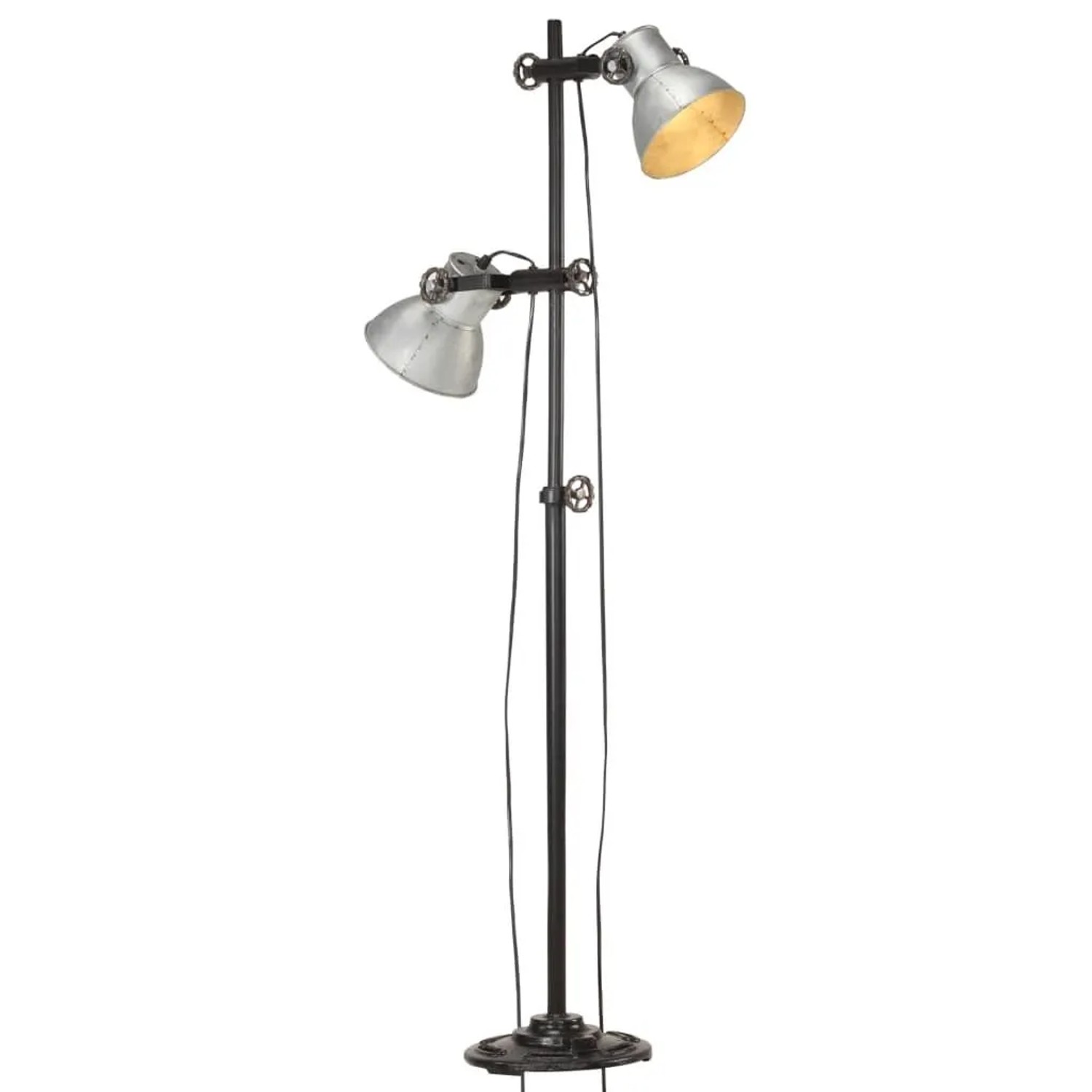 vidaXL Stehlampe 2 Flammig Silbern E27 Gusseisen 320583