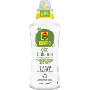 Compo öko balance Pflanzendünger 1l Flasche aus Recycling-Material für gesundes Pflanzenwachstum.