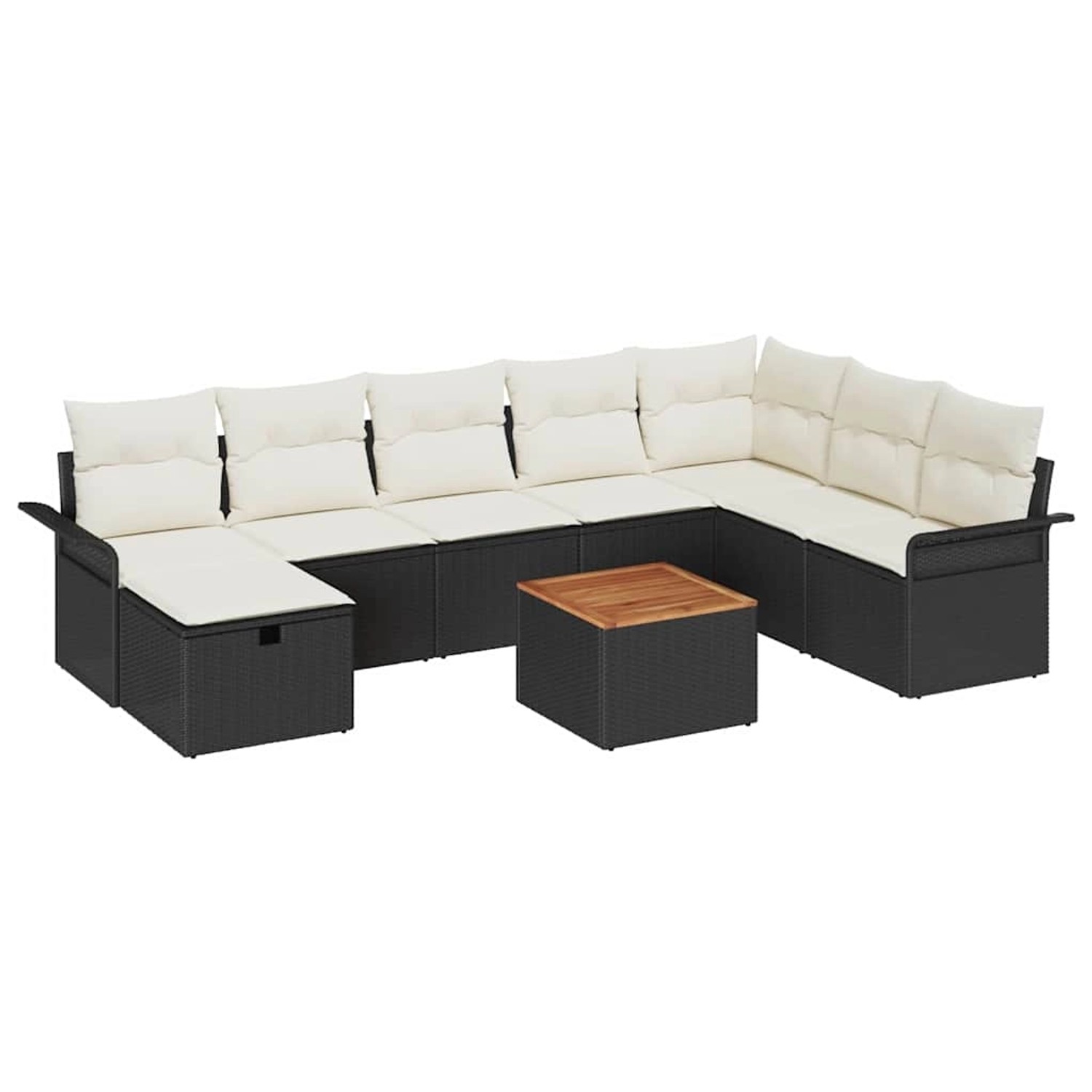vidaXL Garten-Sofa-Set mit Kissen 9-Tlg Schwarz Poly Rattan 3359467 günstig online kaufen
