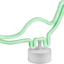 Weiße LED Tischleuchte Bronto in Dinosaurierform, grüne Lichtfarbe, 20,5x27x8,5 cm.