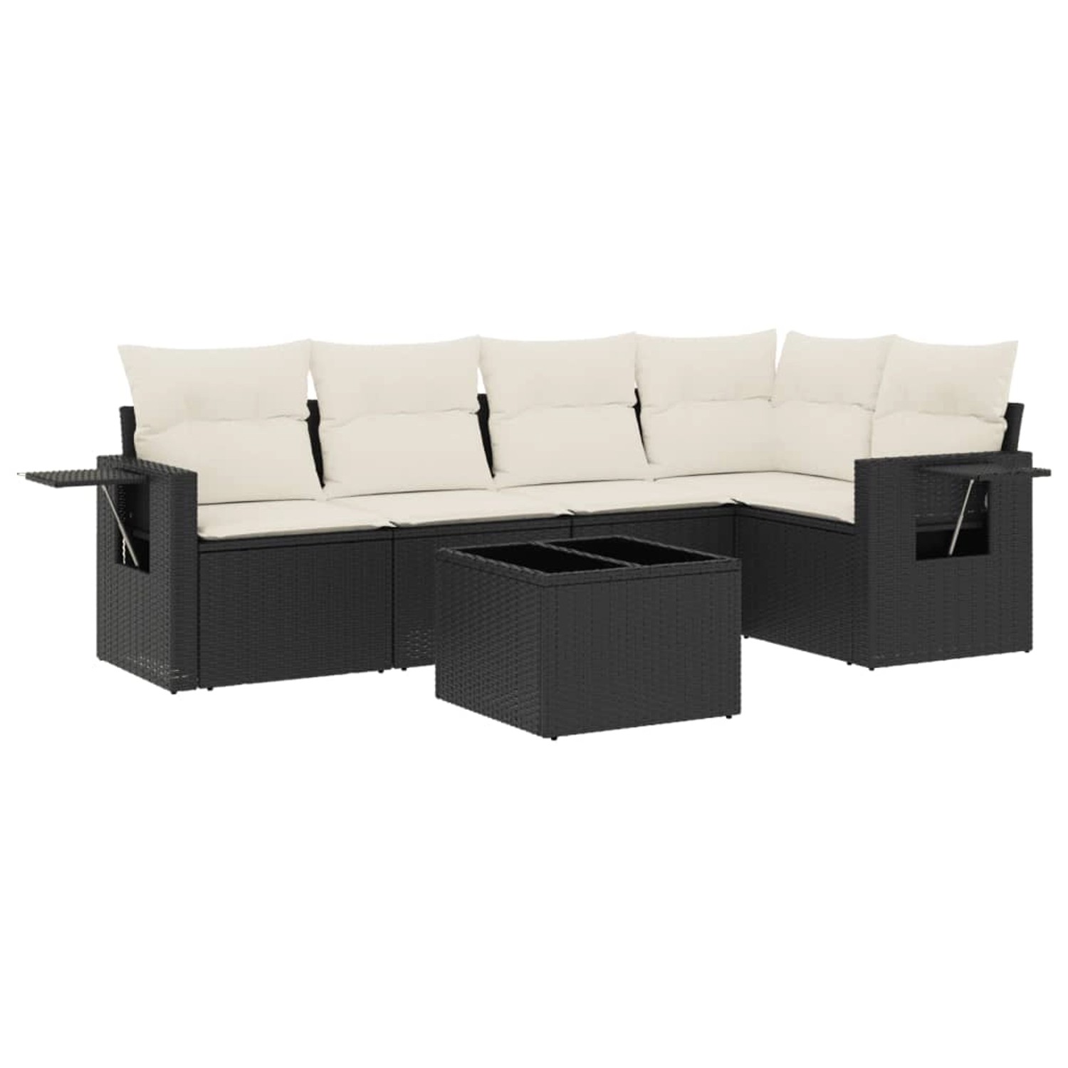vidaXL 6-Tlg Garten-Sofagarnitur mit Kissen Schwarz Poly Rattan 3220135 günstig online kaufen