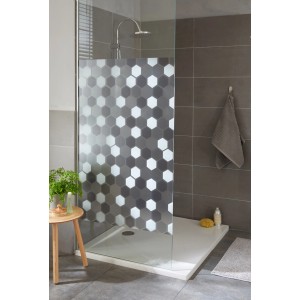 d-c-fix statische Klebefolie Wido mit Hexagon-Muster als Sichtschutz in Dusche.