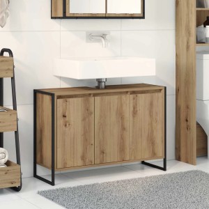 vidaXL Badezimmerschrank mit Tür Kunsthandwerk Eiche 90 x 30 x 60 cm 886485
