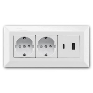 ChiliTec 2-Fach Steckdosenblock USB A&C Weiß 250V 16A