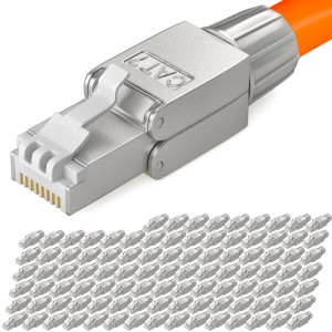hb-digital CAT7 Netzwerkstecker, schmale RJ45 Stecker aus Zinklegierung für Netzwerktechnik.