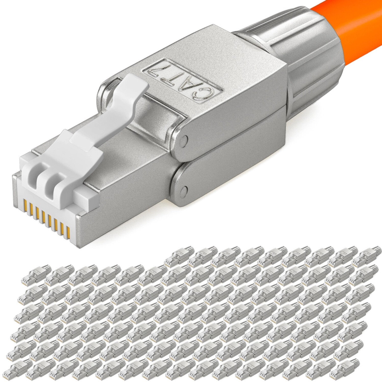 hb-digital 100x Netzwerkstecker CAT7 schmal RJ45 LSA STP Zinklegierung