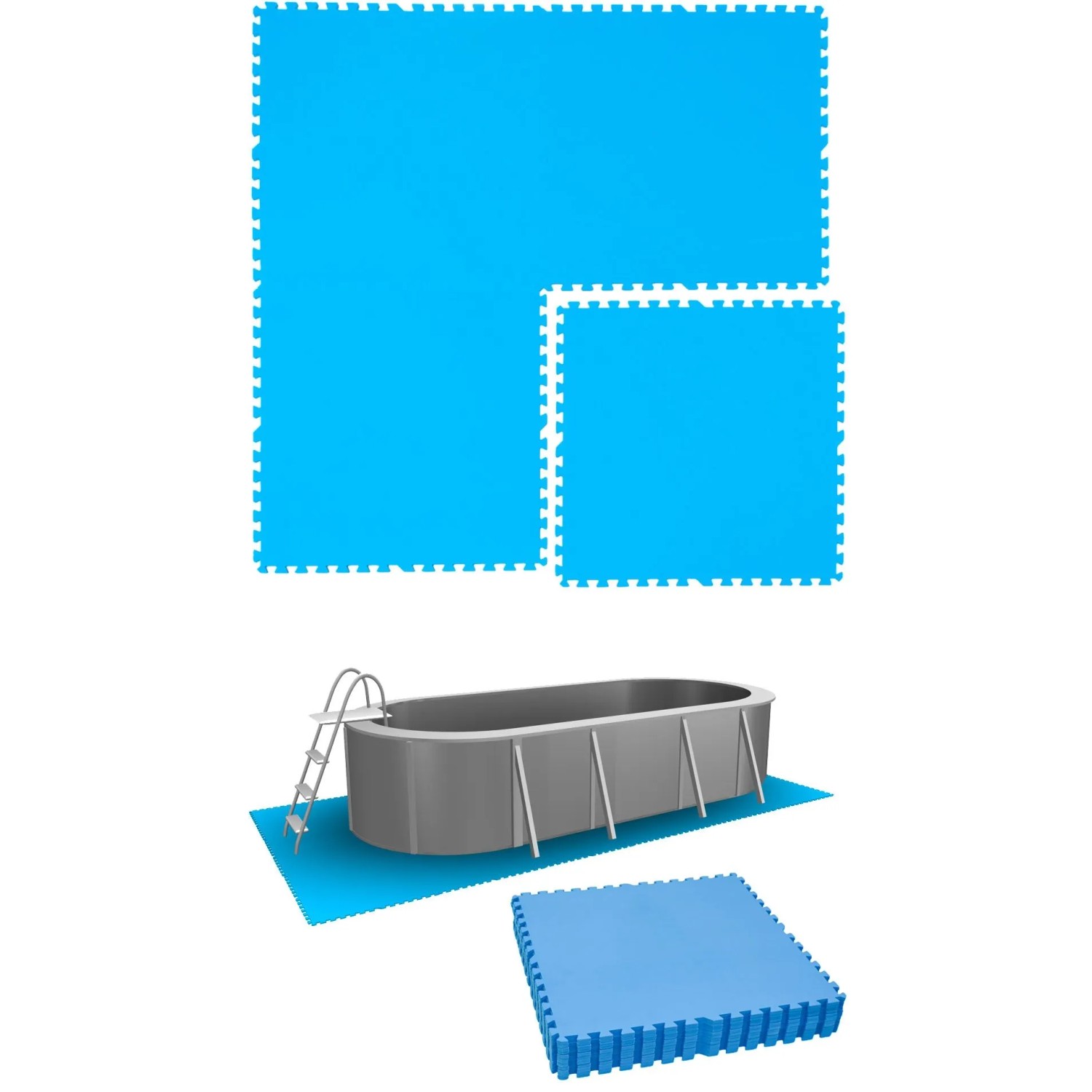 eyepower Poolunterlage 81 x 81 cm 12er Set Blau