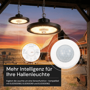 ENOVALITE Bewegungsmelder für Hallenstrahler in Weiß, Mikrowellen Sensor.