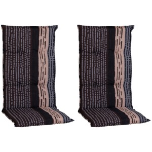 2er-Set Beo Hochlehner Sitzauflagen Bangui, gestreift in Grau und Ecru.