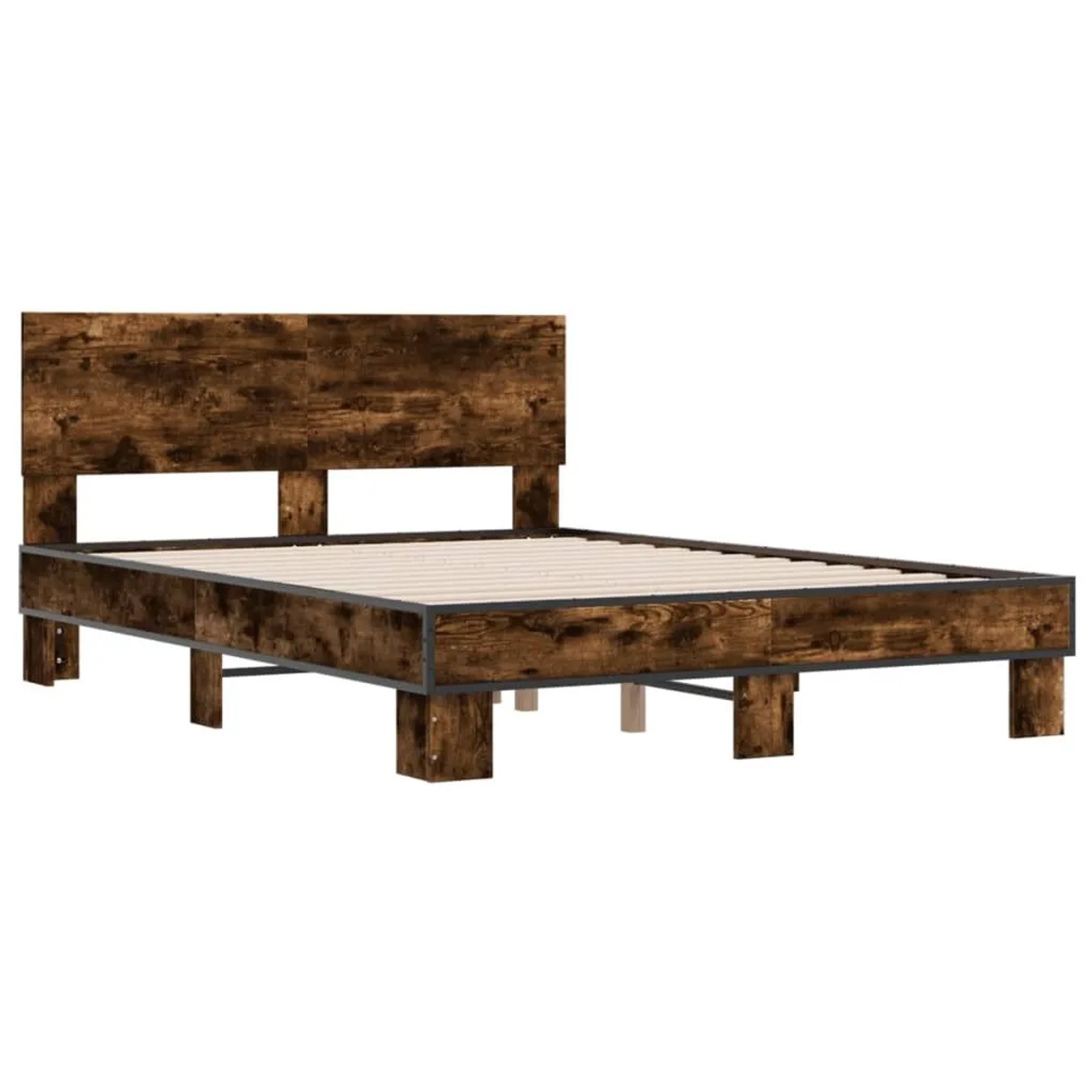 vidaXL Bettgestell Räuchereiche 135x190 cm Holzwerkstoff und Metall 3280209 günstig online kaufen