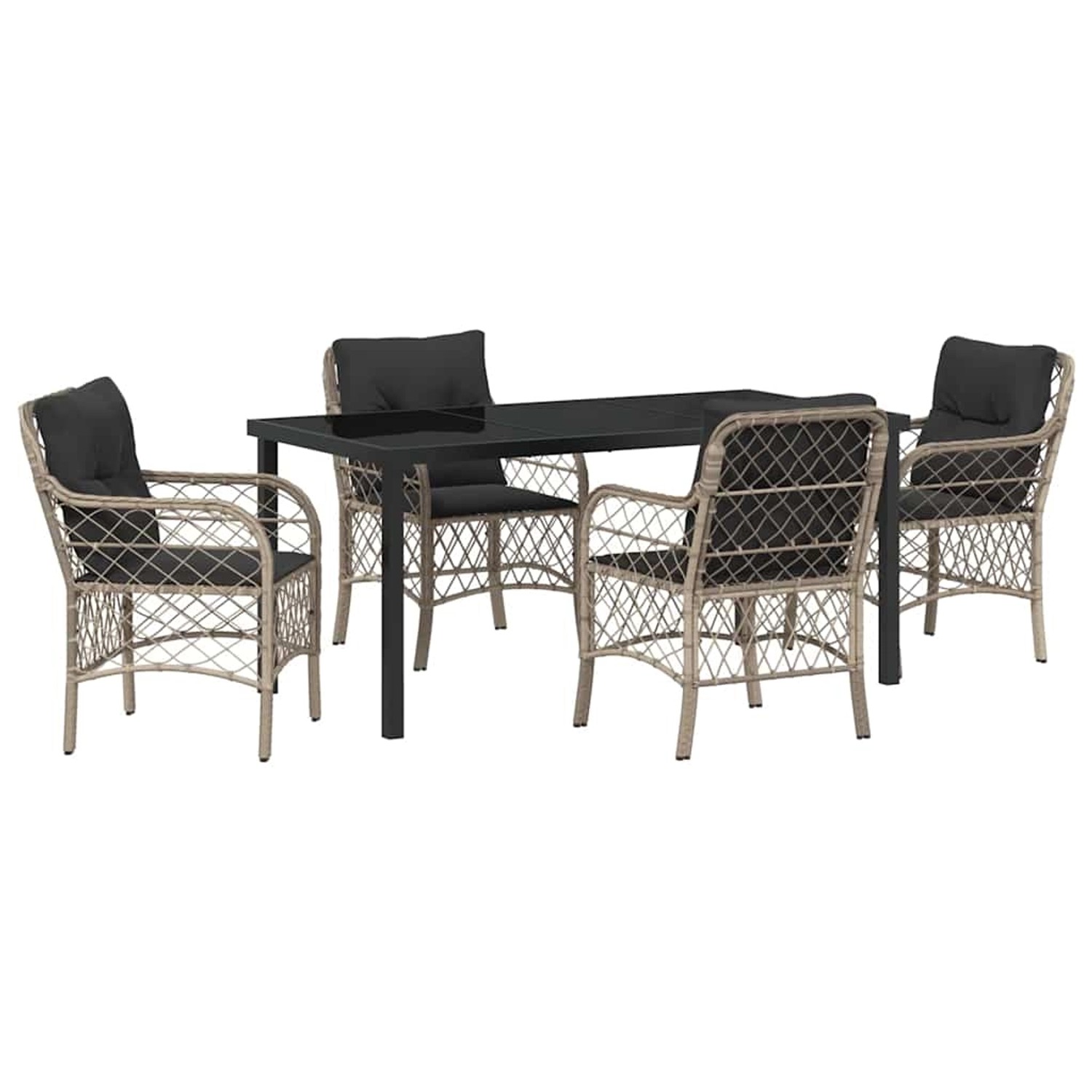 vidaXL Garten Essgruppe mit Kissen 5-Tlg Hellgrau Poly Rattan 3380242 günstig online kaufen