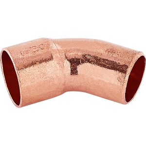 Kupfer Löt-Bogen 15 mm, 45 Grad Winkel für Kupferrohr-Verbindungen.