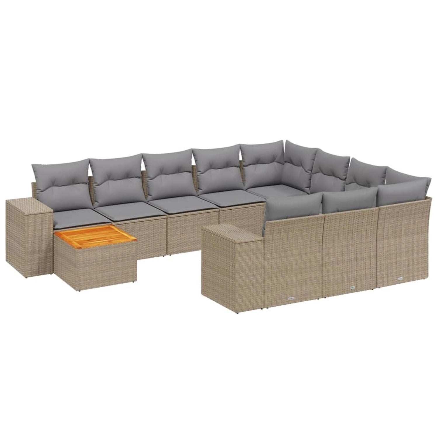 vidaXL 11-Tlg Garten-Sofagarnitur mit Kissen Beige Poly Rattan 3225632 günstig online kaufen