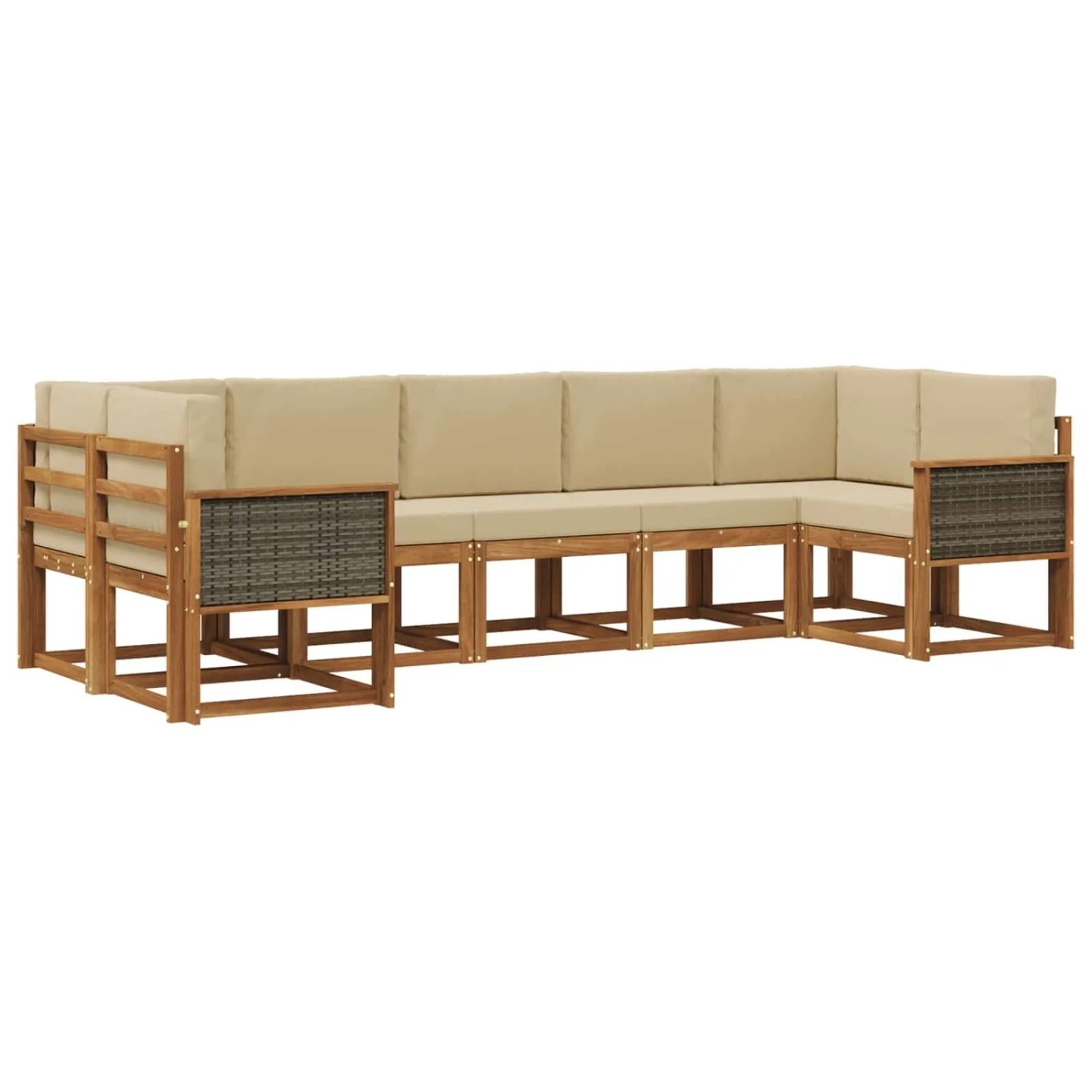 vidaXL Outdoor-Sofagarnitur 7 Stk Natur und Beige Massivholz Akazie 3385509