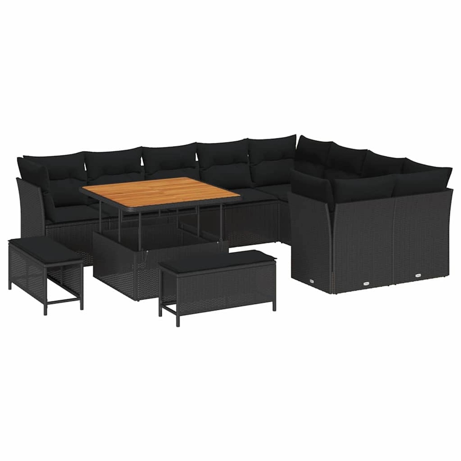 vidaXL Garten-Sofa-Set 12-Tlg Schwarz Poly Rattan 3361514 günstig online kaufen