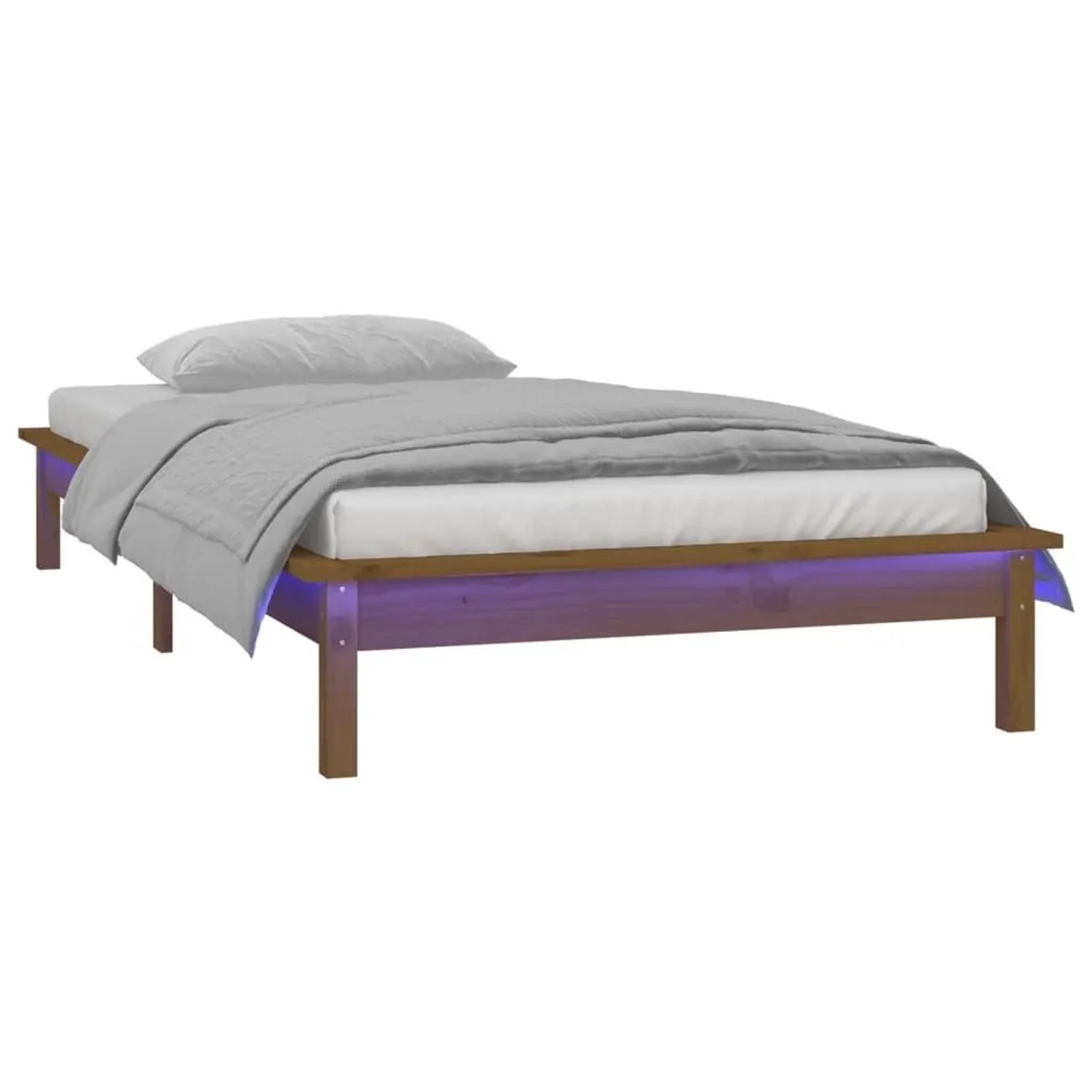 vidaXL Massivholzbett mit LEDs Honigbraun 75x190 cm 820634 günstig online kaufen