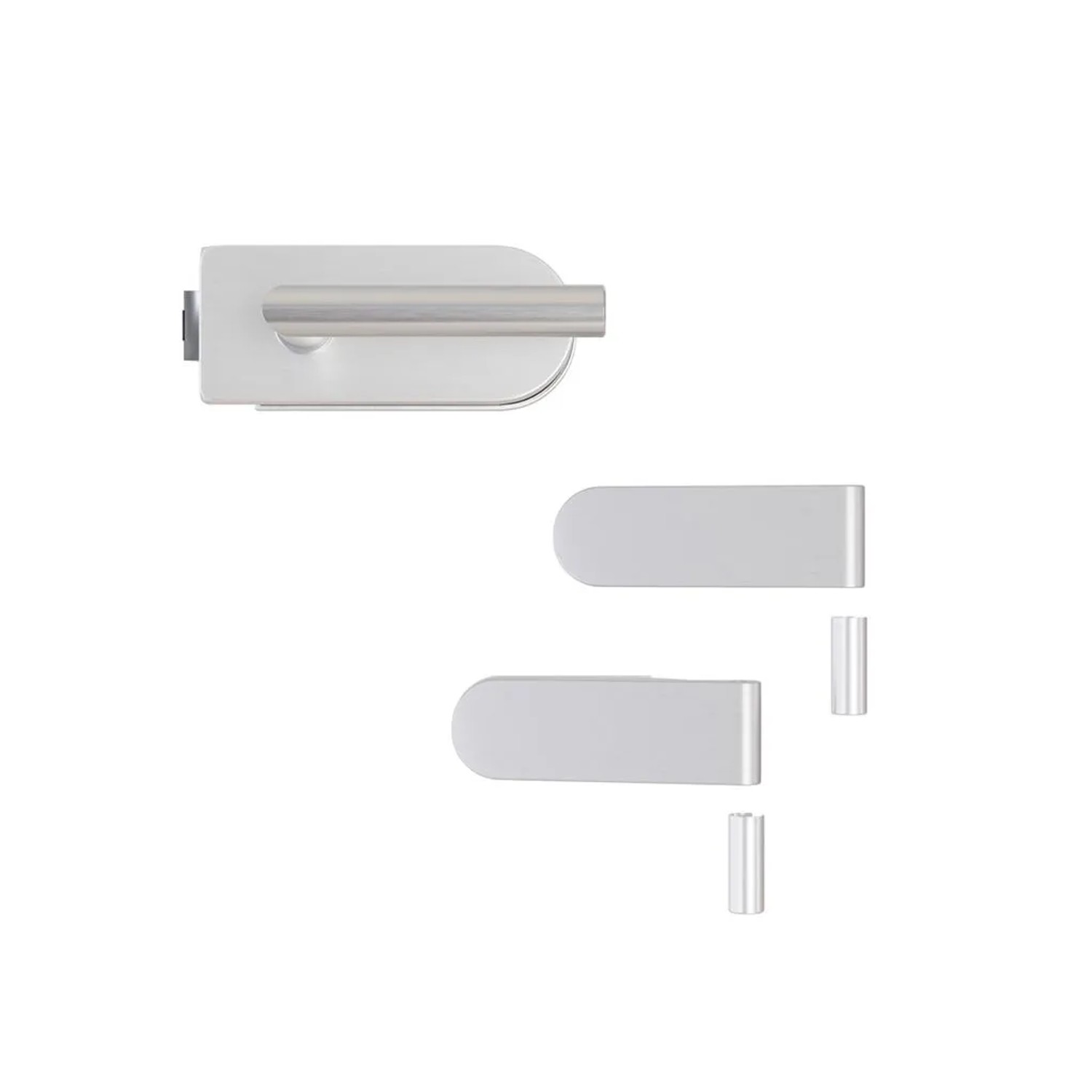 Hansaglas Glastürbeschlag Studio Unverschließbar Gerundet Glastür Beschlag-Set Aluminium