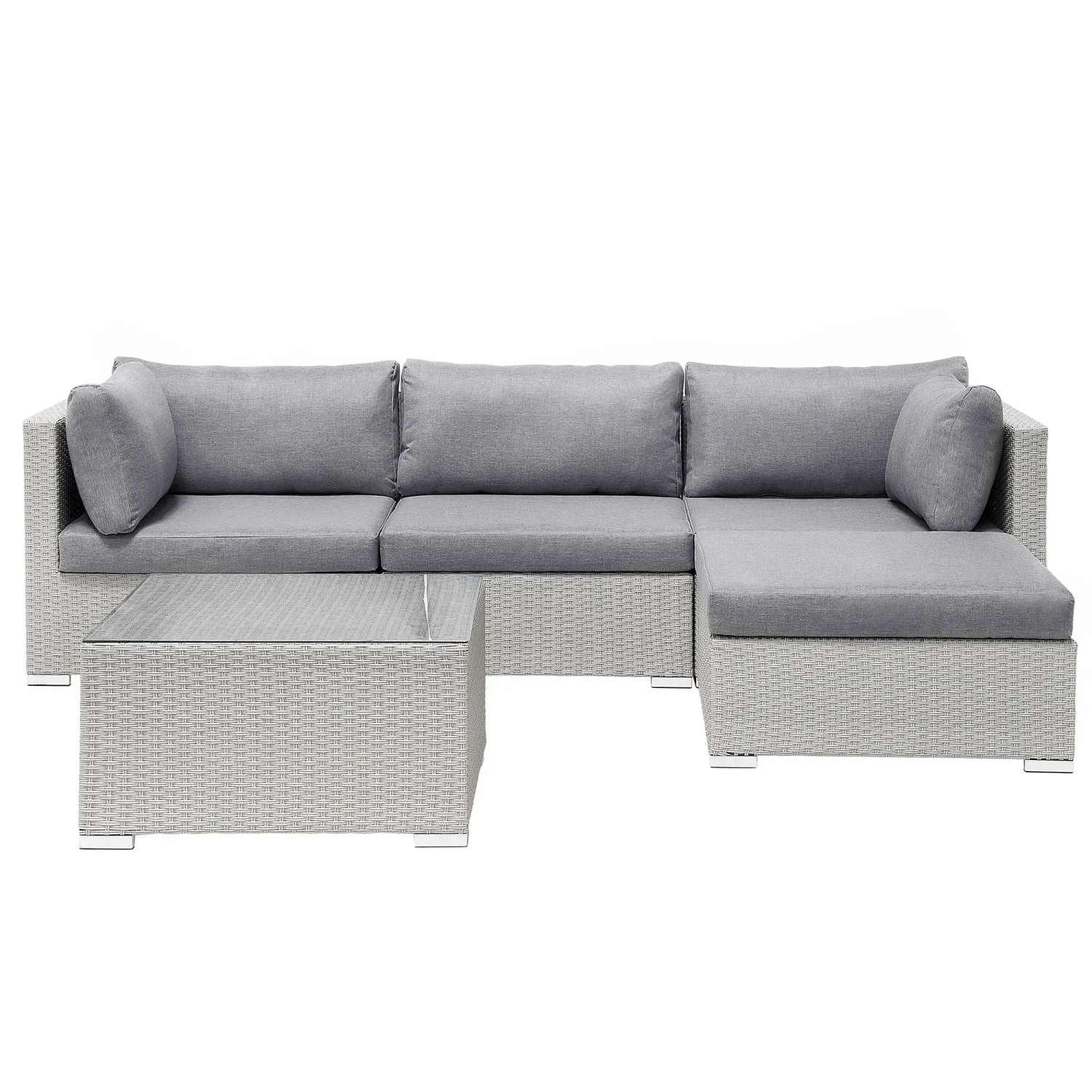 Beliani Lounge Set SANO II Hellgrau 159x245x64