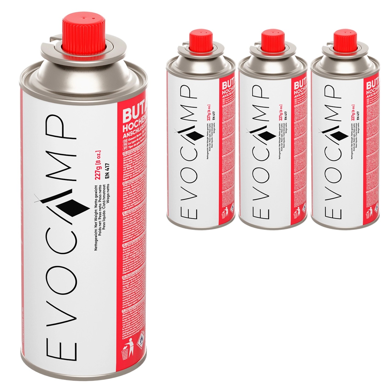 Evocamp Butan 4 Stück Gaskartusche 227g für Campingkocher Gasheizung und Un günstig online kaufen