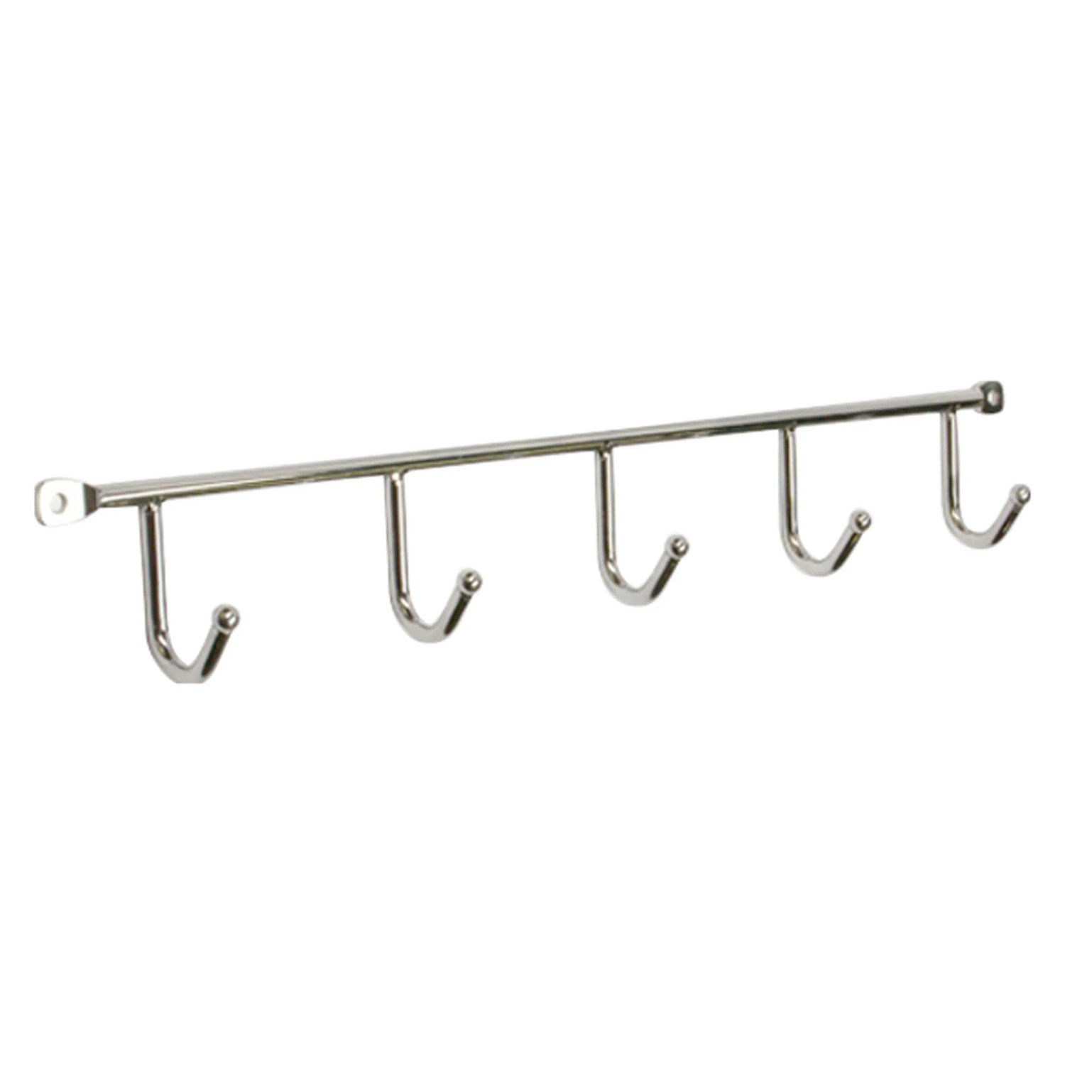 Siro Hakenleiste mit 5 Haken, Chrom glänzend, 350 mm Länge. Praktische Garderobenleiste für Küche und Bad.