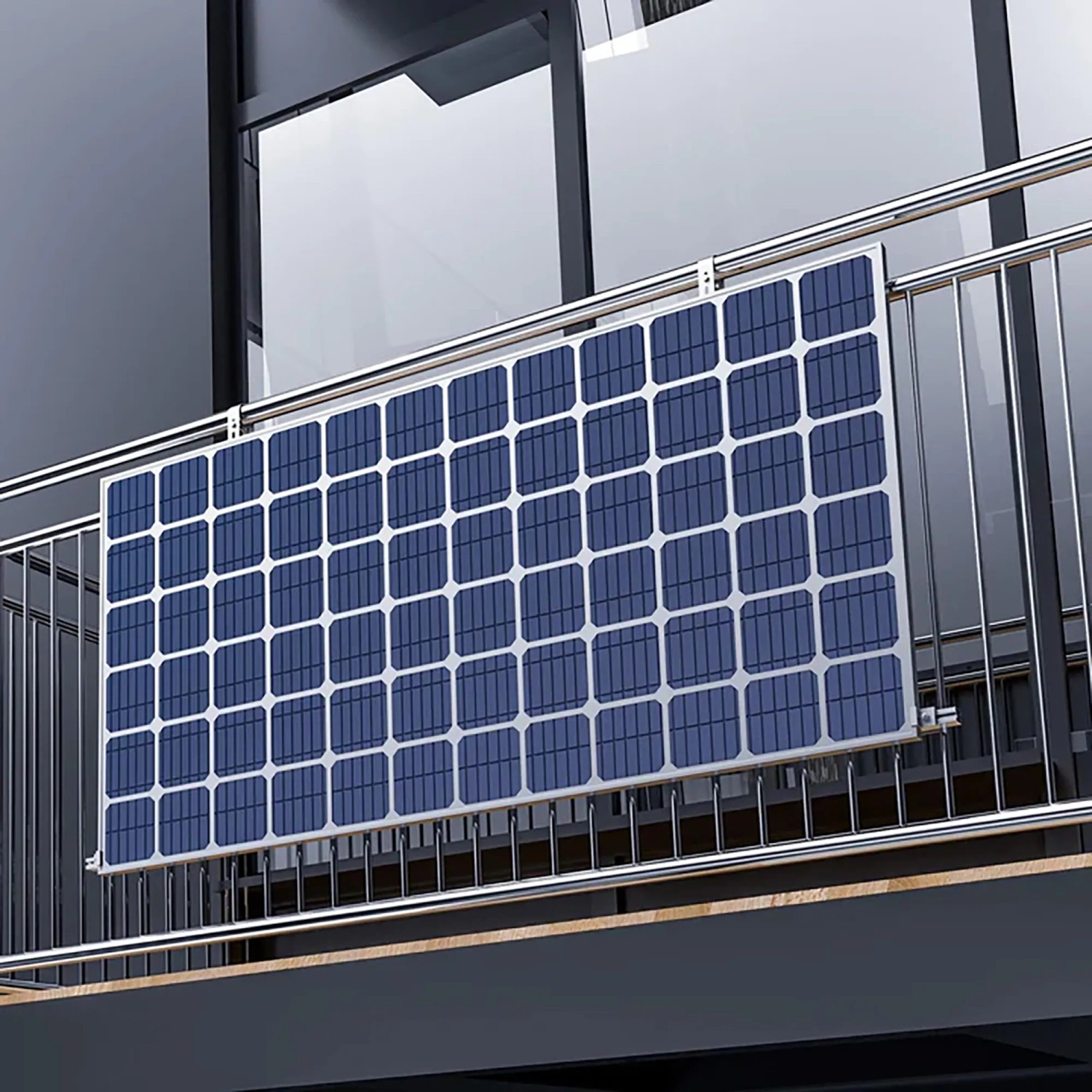ABSSAR Multi-Halteset für 1 Solarpanel am Balkongeländer, flexible Montage.