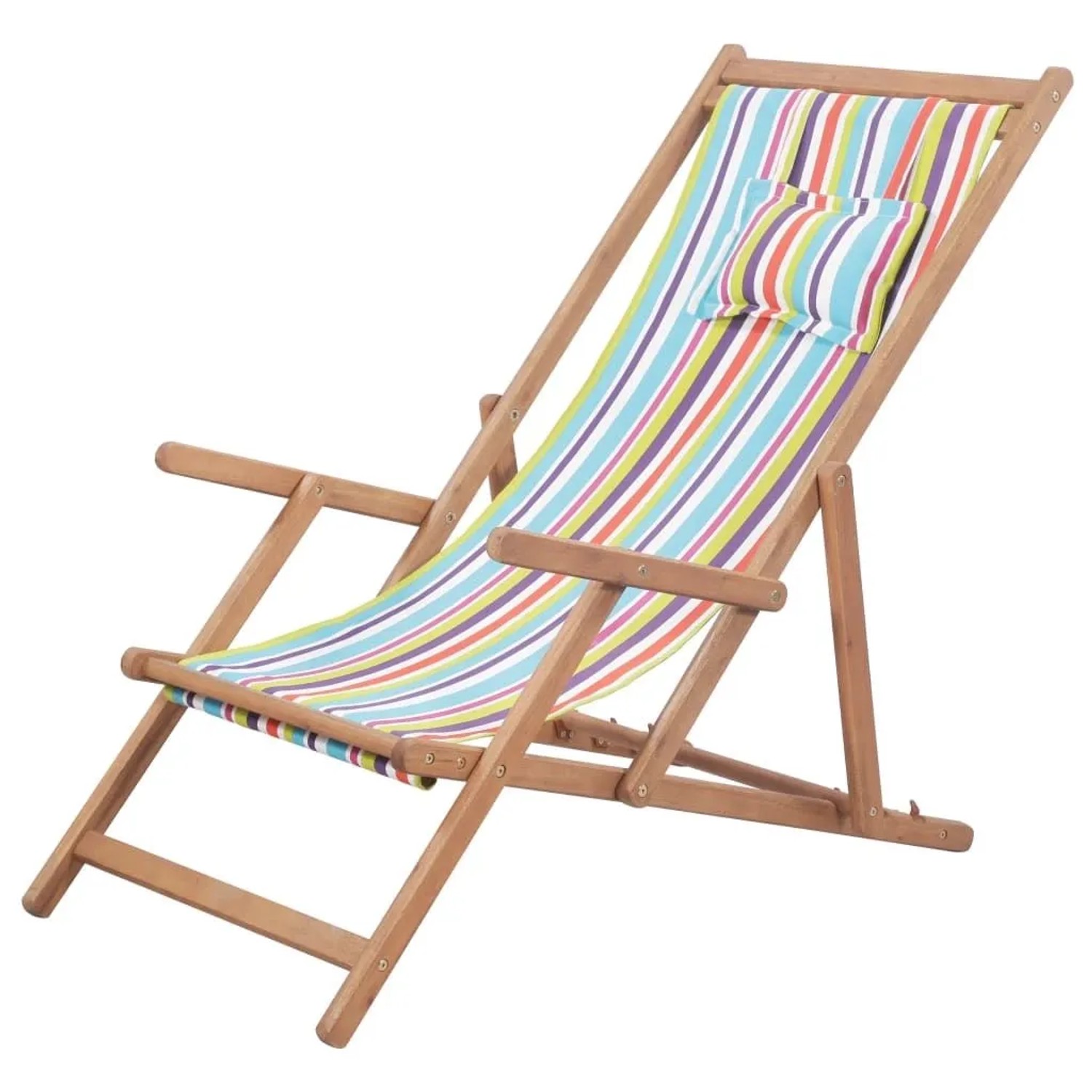 vidaXL Strandstuhl Klappbar Stoff und Massivholz Mehrfarbig 43998