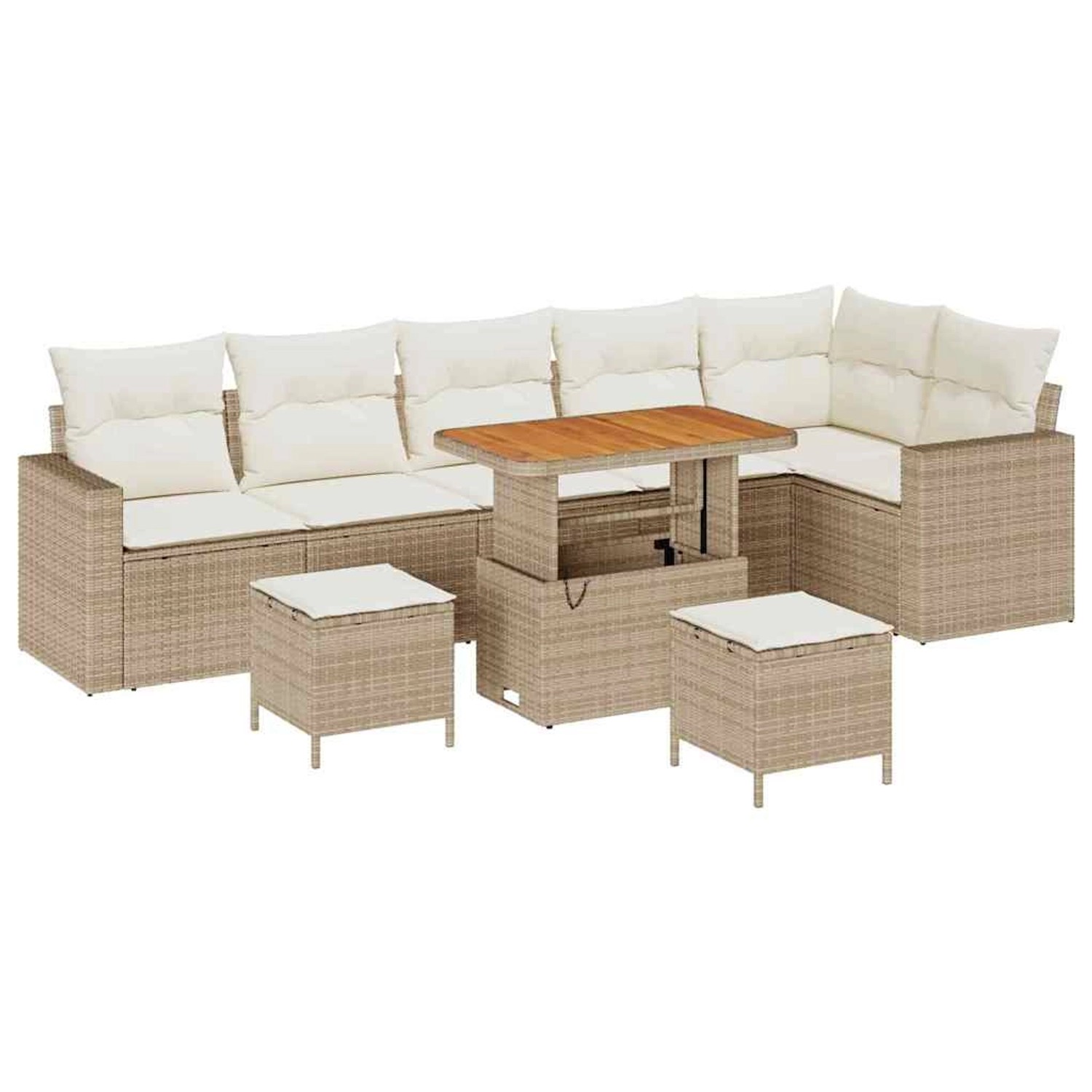 vidaXL Garten-Sofa-Set 9-Tlg Beige Poly Rattan 3361636 günstig online kaufen
