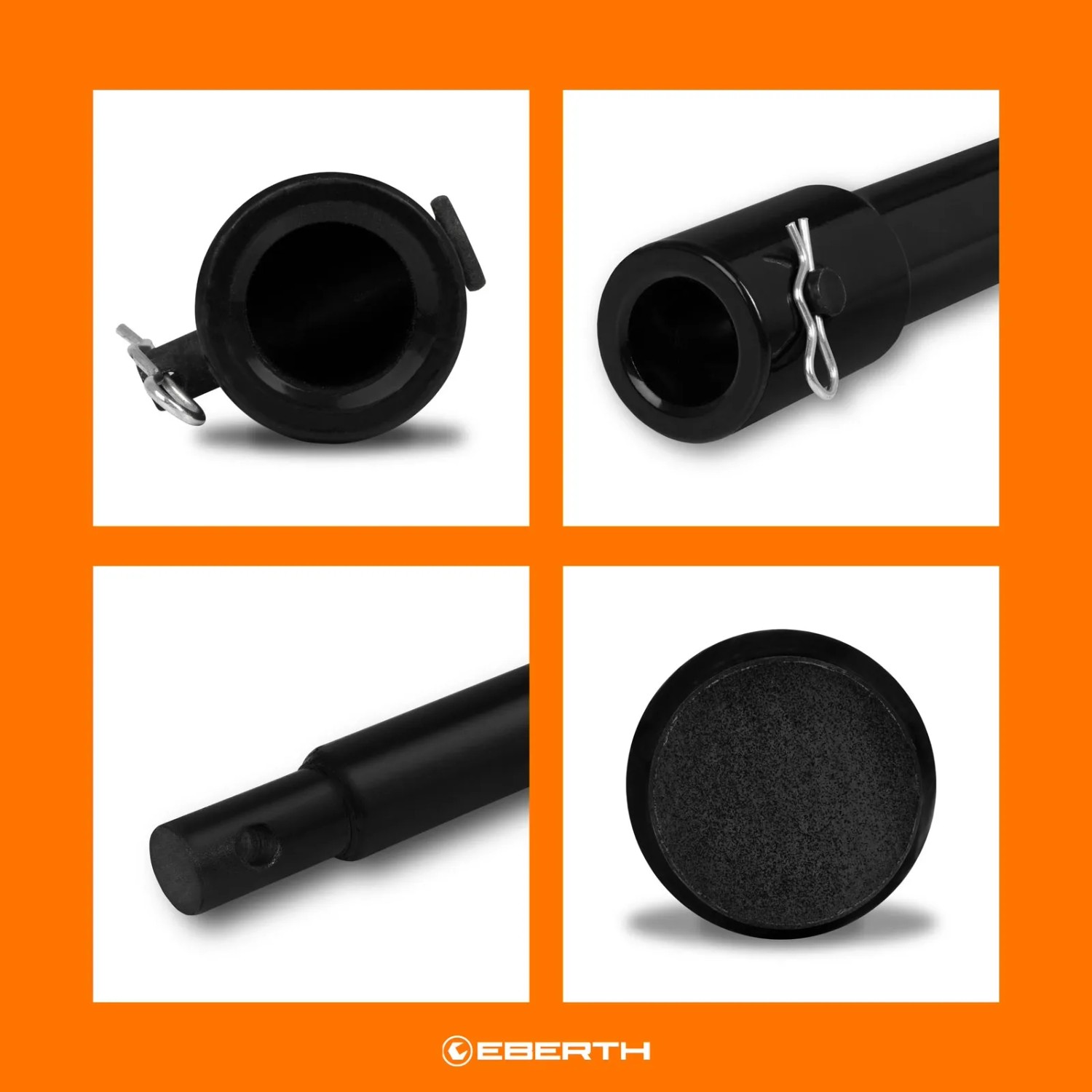 EBERTH Erdbohrer Verlängerung Set, 4-teilig, Stahl, schwarz, für Baumaschinen.