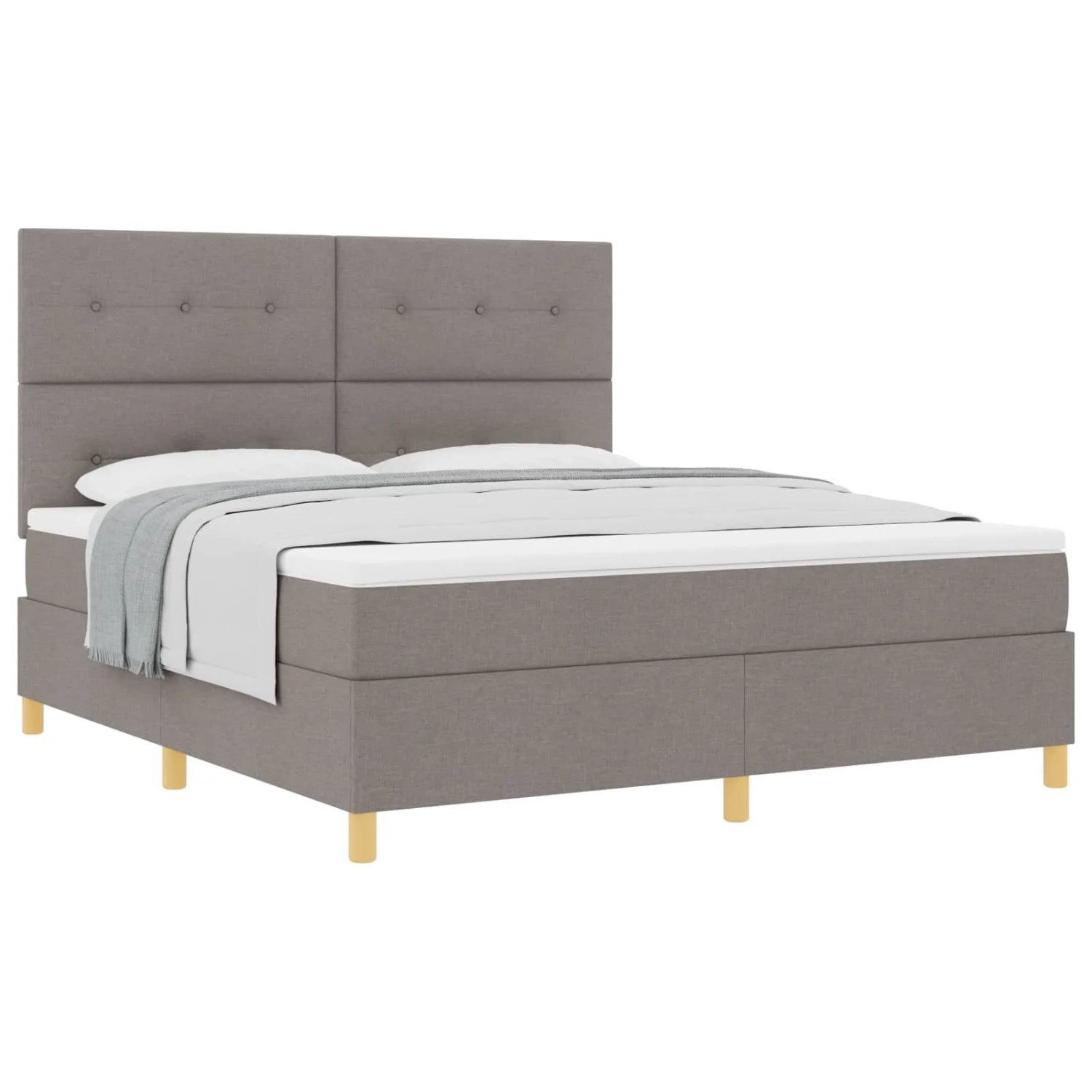 vidaXL Boxspringbett mit Matratze Taupe 180 x 200 cm Stoff 3339641