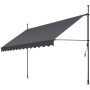 Dunkelgraue Klemmmarkise mit Handkurbel, UV-beständig, 350x180 cm. Ideal als Sonnenschutz für Balkon & Terrasse.