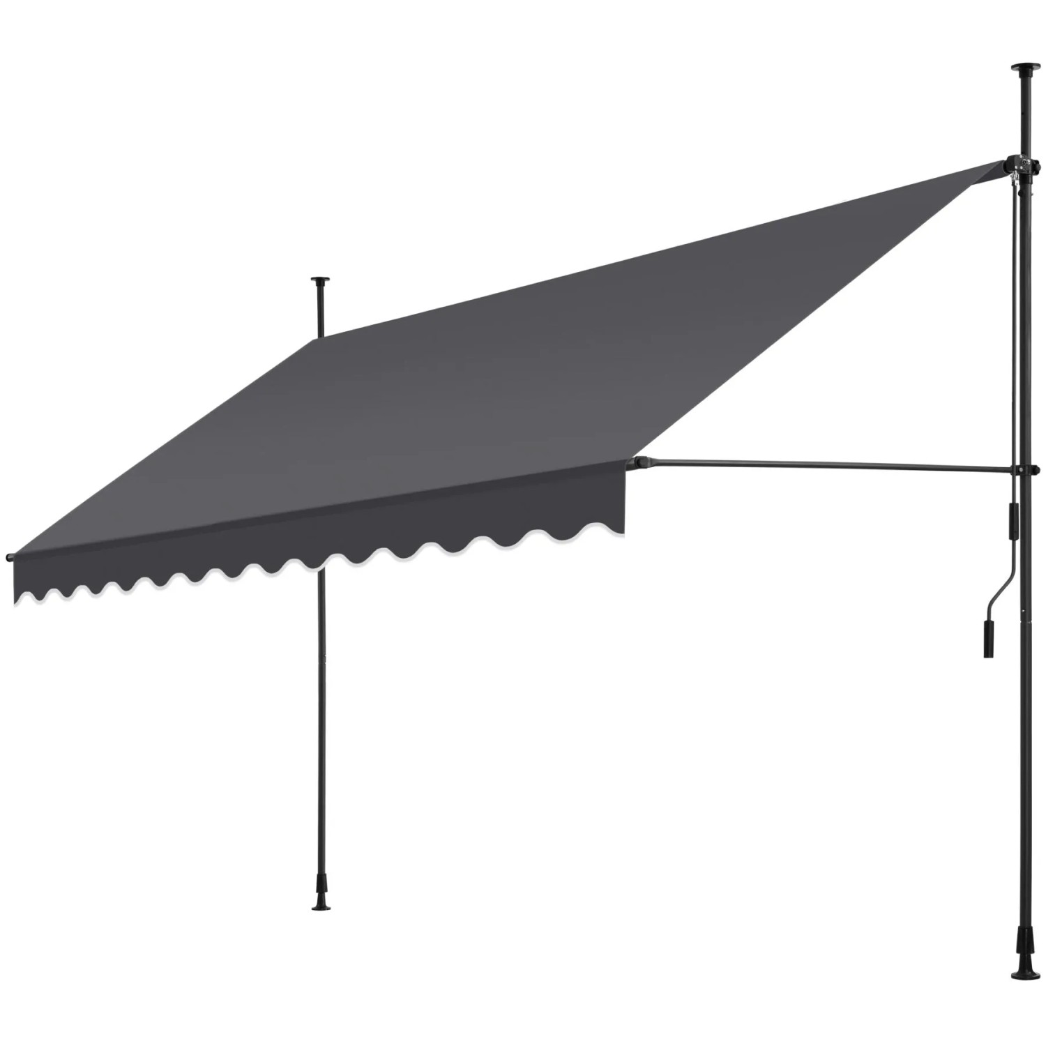 Tectake Klemmmarkise  Mit Handkurbel Uv Beständig 350 x 180 cm 180 x 350 x 304 cm Schwarz Grau