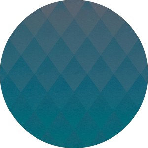 Runde, selbstklebende Komar Fototapete Lucy With Diamonds in blaugrünen Farbtönen.