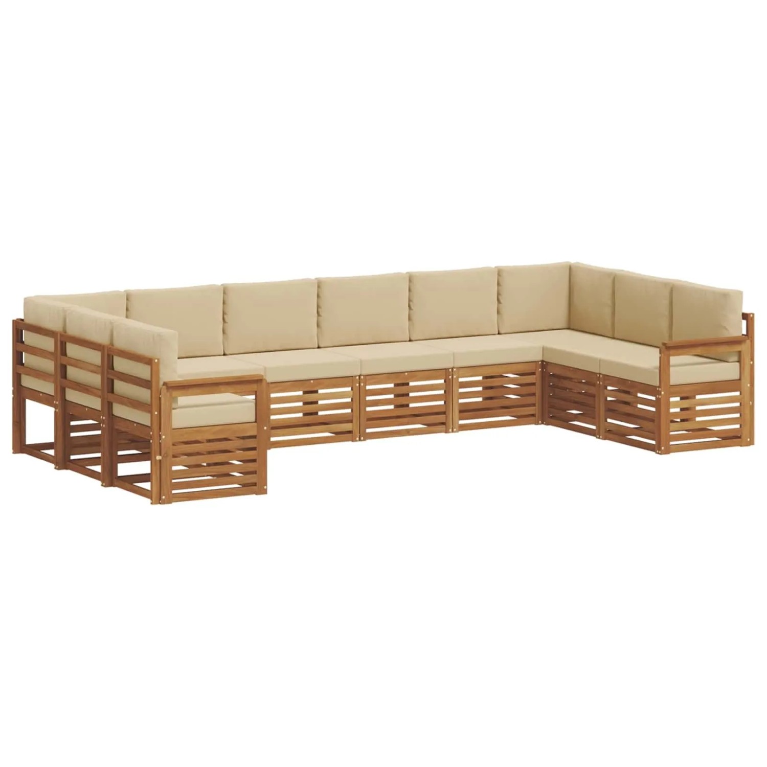 vidaXL Sofagarnituren 10 Tlg Natur und Beige Massivholz Akazie 3375548