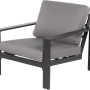 Sessel des Home Deluxe Lounge-Sets Rio L, Aluminium schwarz, Kissen hellgrau. Gartenmöbel für Terrasse und Garten.
