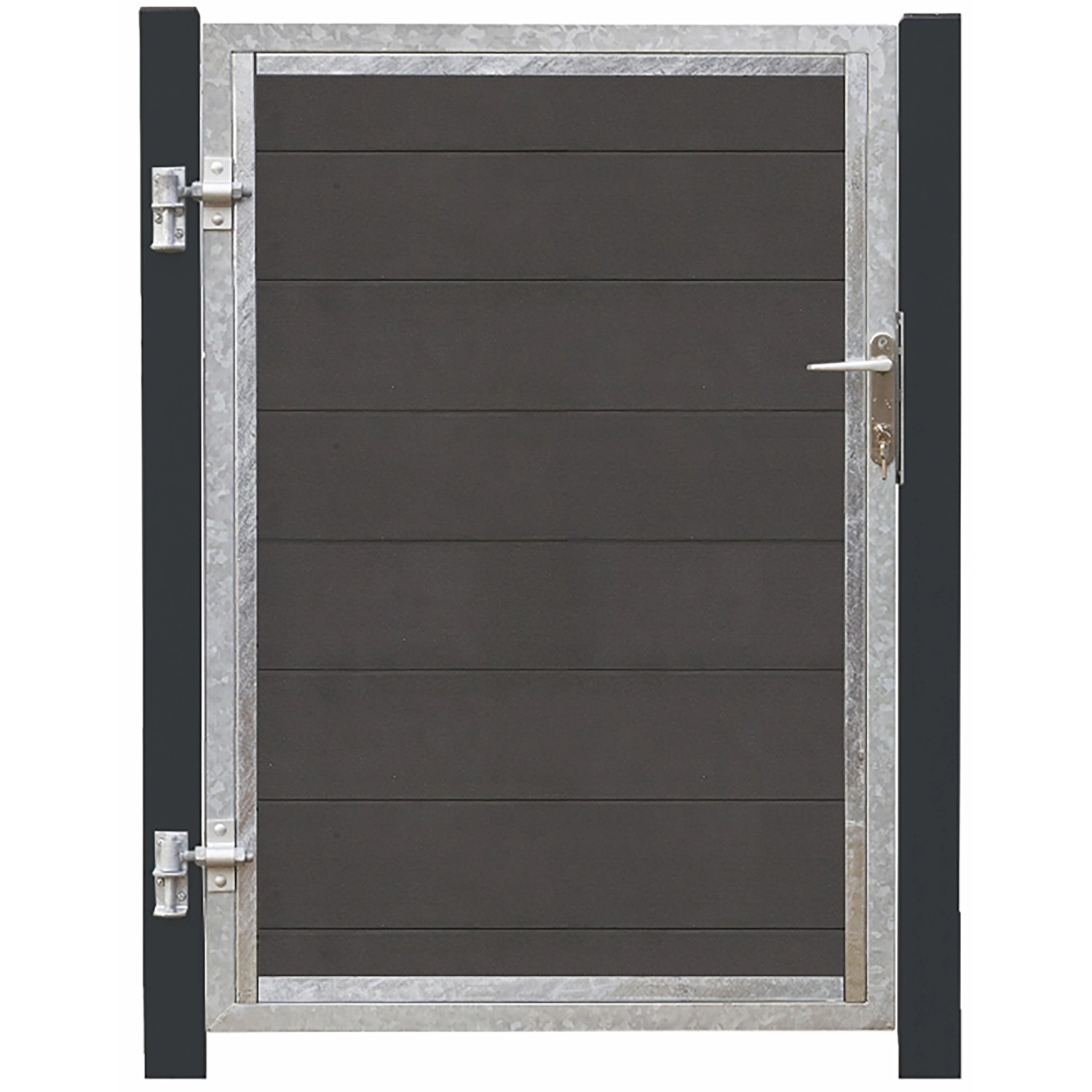 Einzeltor Futura WPC Schiefergrau DIN L 115 cm x 145 cm Pfosten grauschwarz günstig online kaufen