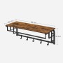 Songmics Wandgarderobe im Industrie-Design mit Ablage, 5 Haken, braun-schwarz.