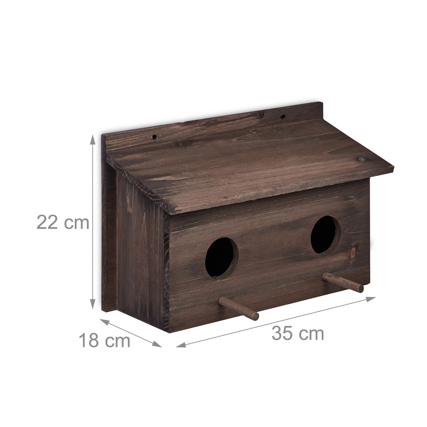 Relaxdays Nistkasten Tannenholz Braun 2 Einfluglöcher 22 cm x 35 cm x 18 cm 1 kg_4