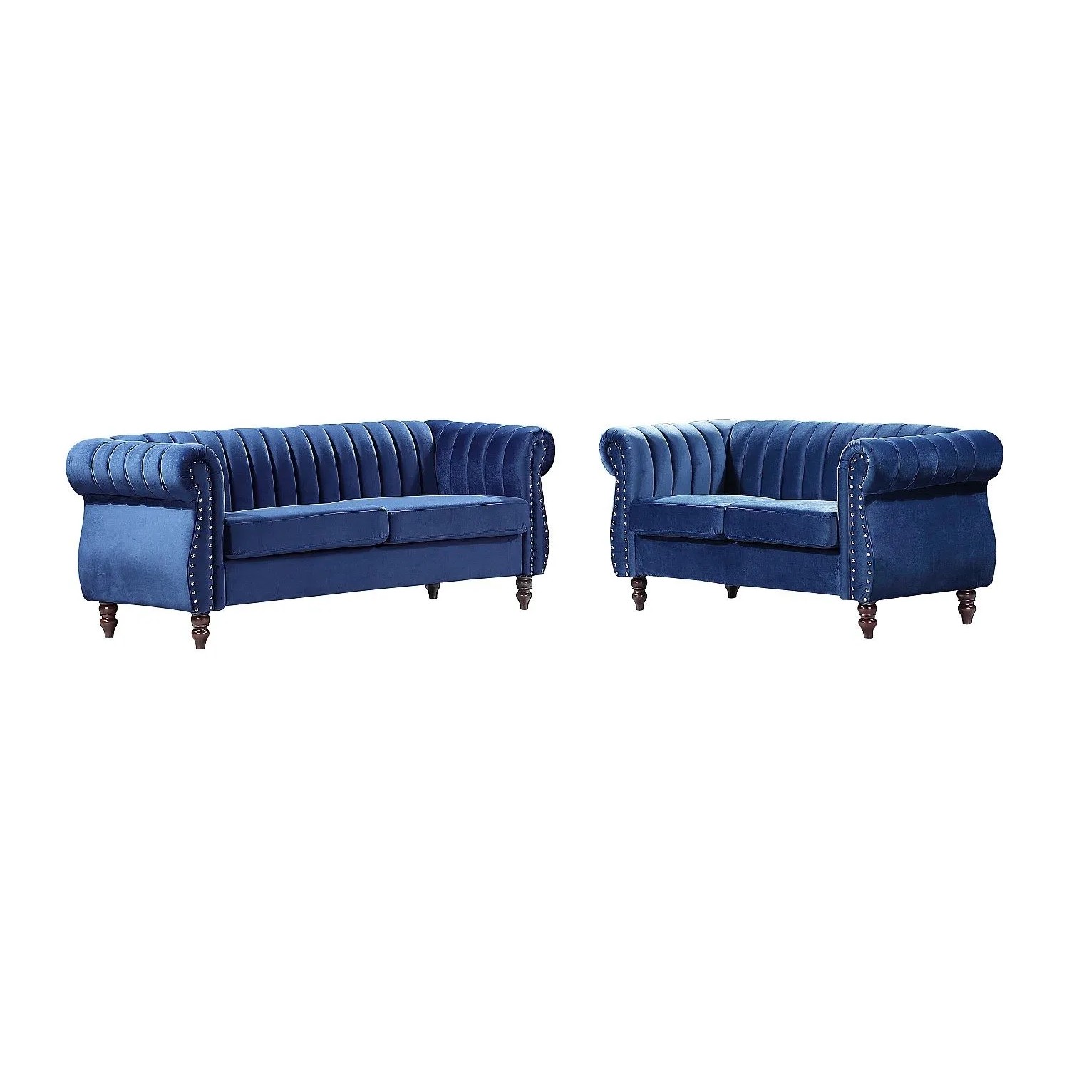 Vente-unique Couchgarnitur Trumbo Königsblau 195 cm  150 cm
